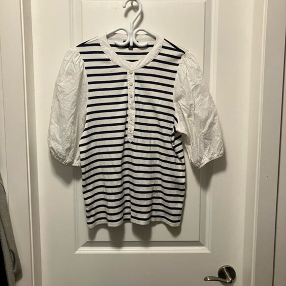 Striped navy and White Blouse - Picture 1 of 6